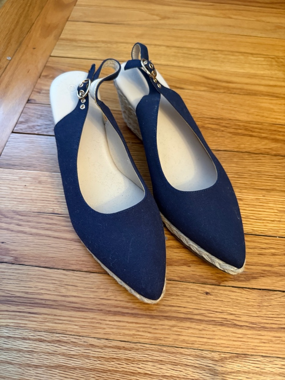 Women’s Navy Slingback Espadrille Wedges